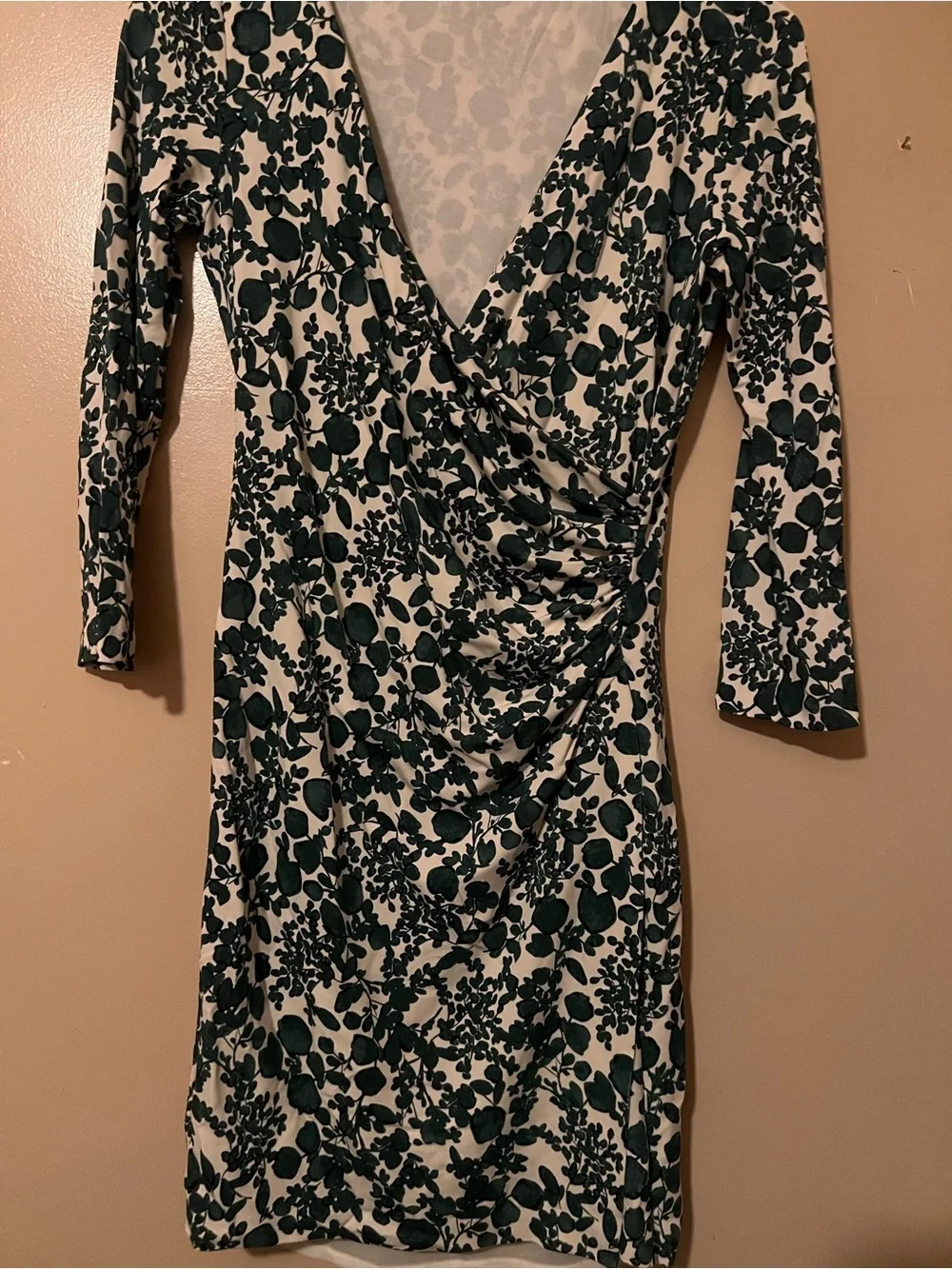 Tory Burch Green Floral Wrap-Style Mini Dress whimsy cuyana classic romantic cos